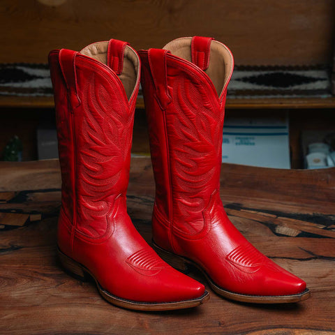 The Margaret | Women's Cowgirl Boot | Natural Grain Calfskin Leather | Carmine