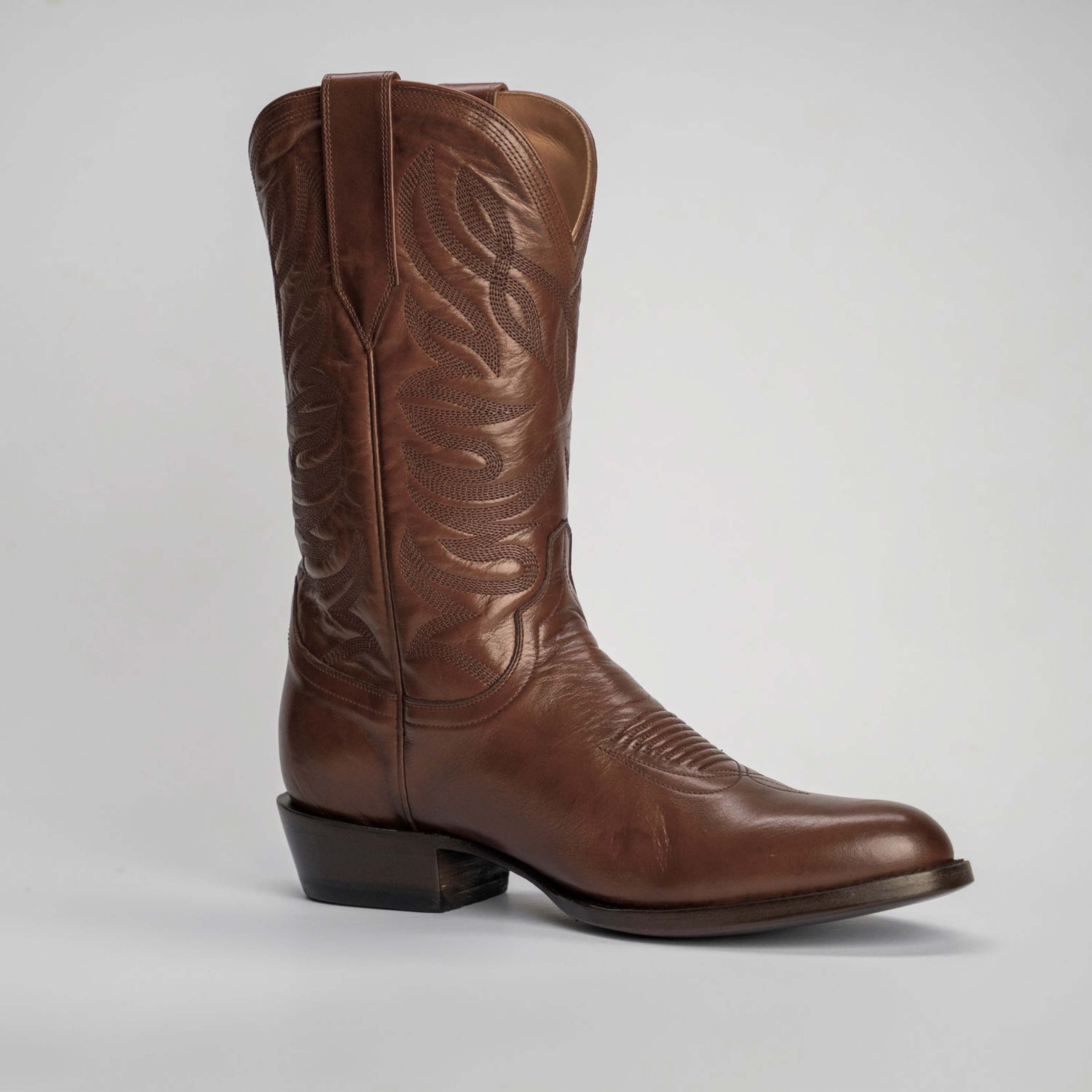 The Sterling | Men's Cowboy Boot | Natural Grain Calfskin Leather | Whiskey