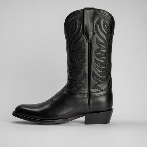 The Sterling | Men's Cowboy Boot | Natural Grain Calfskin Leather | Obsidian