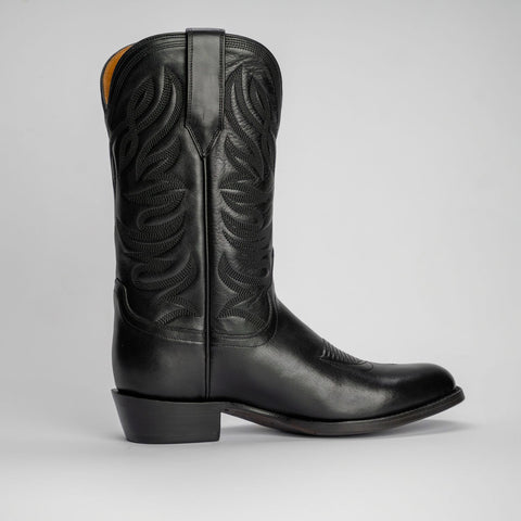 The Sterling | Men's Cowboy Boot | Natural Grain Calfskin Leather | Obsidian