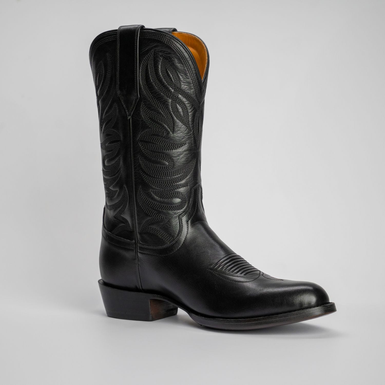 The Sterling | Men's Cowboy Boot | Natural Grain Calfskin Leather | Obsidian